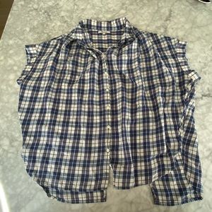 Madewell plaid split back top.